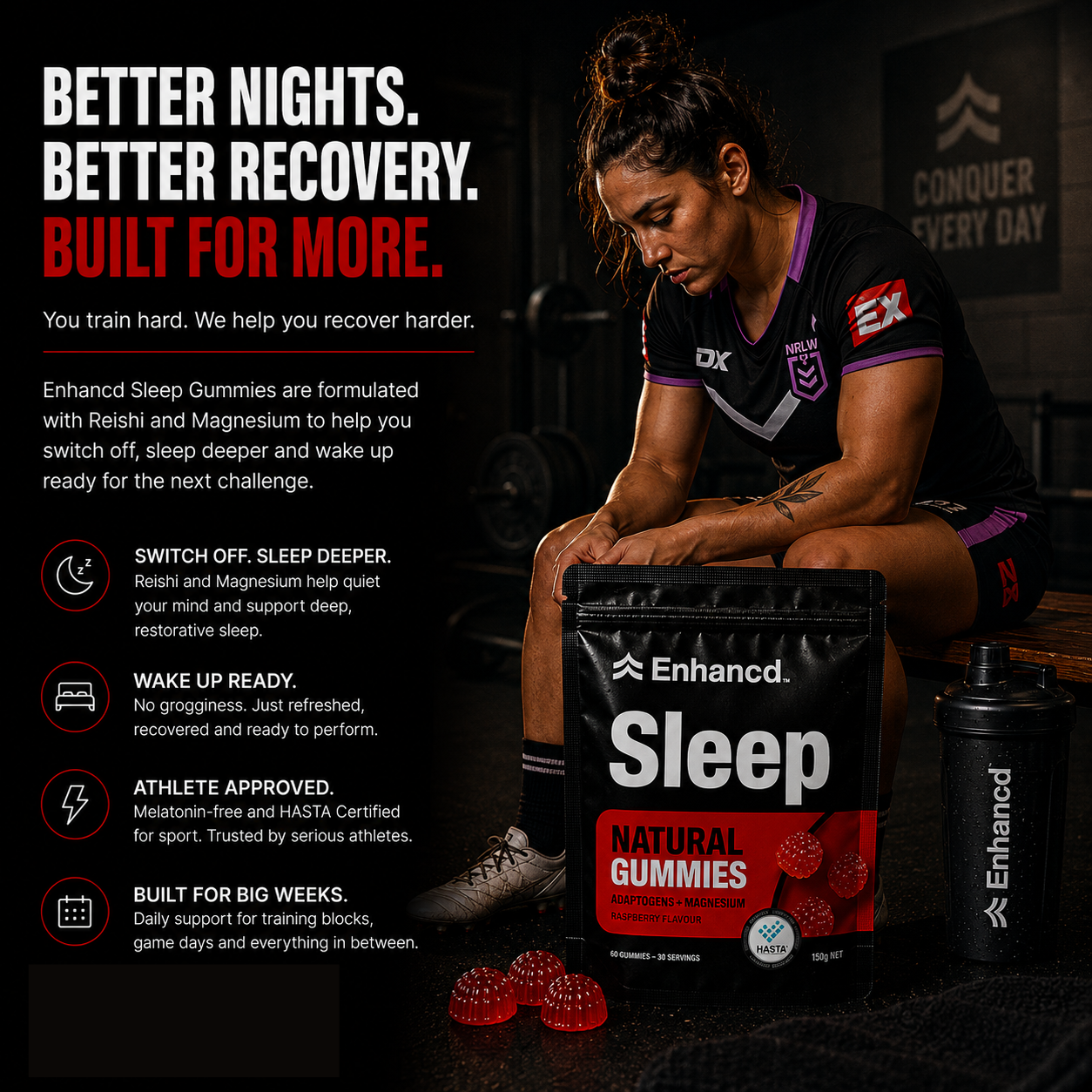 NRLW players using Enhancd Sleep Gummies